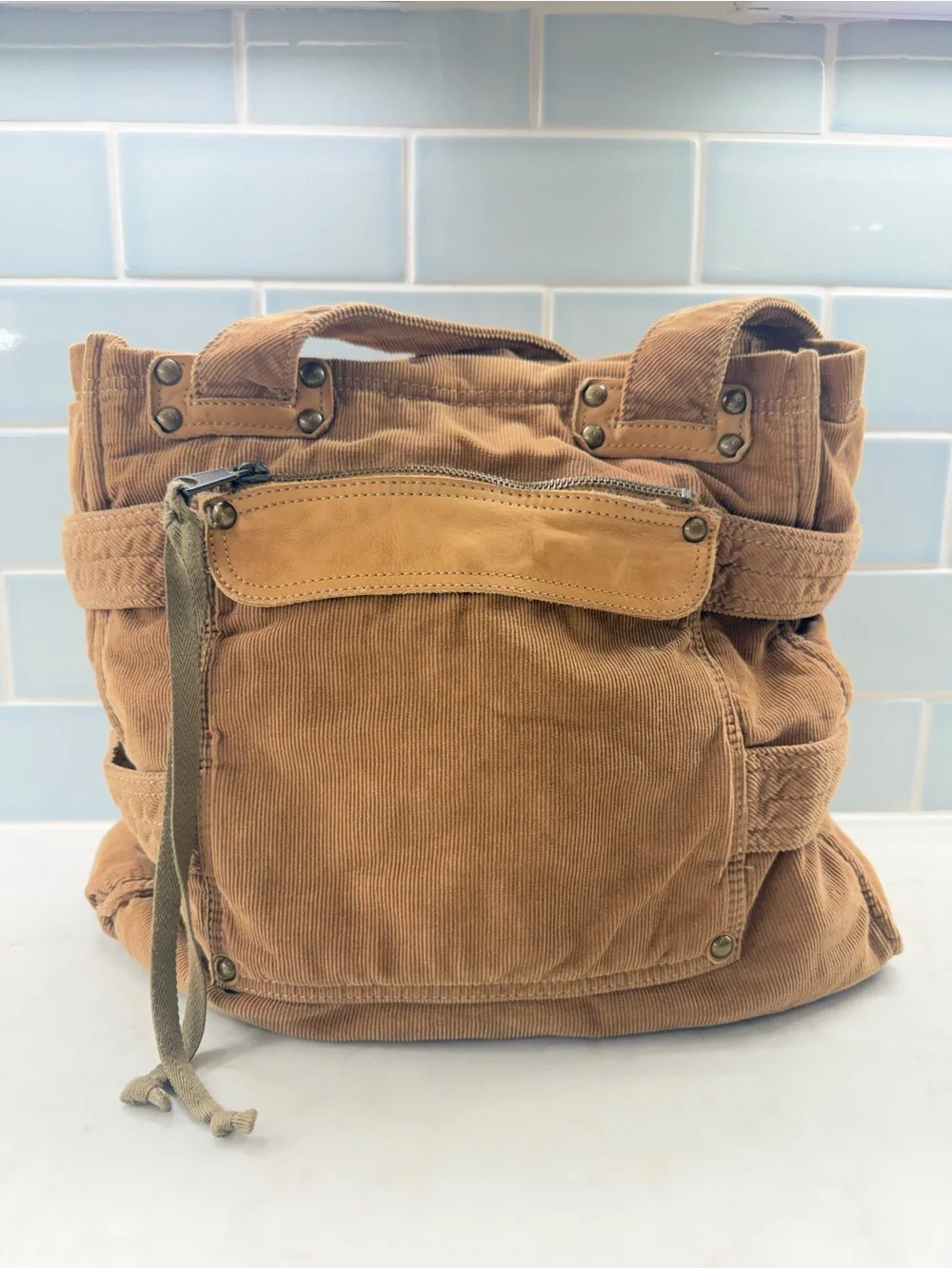 GAP Brown Canvas Shoulder Bag with Front Pocket